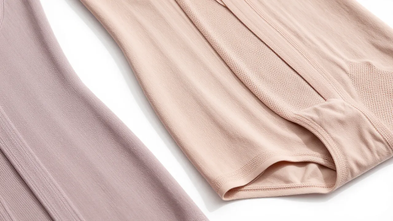 Close-up comparison of shapewear fabric textures showing compression levels and seamless edges