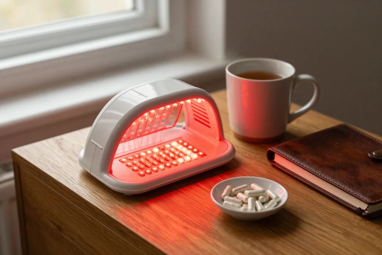 Hormone optimization protocol combining red light therapy with sleep, training, and nutrition