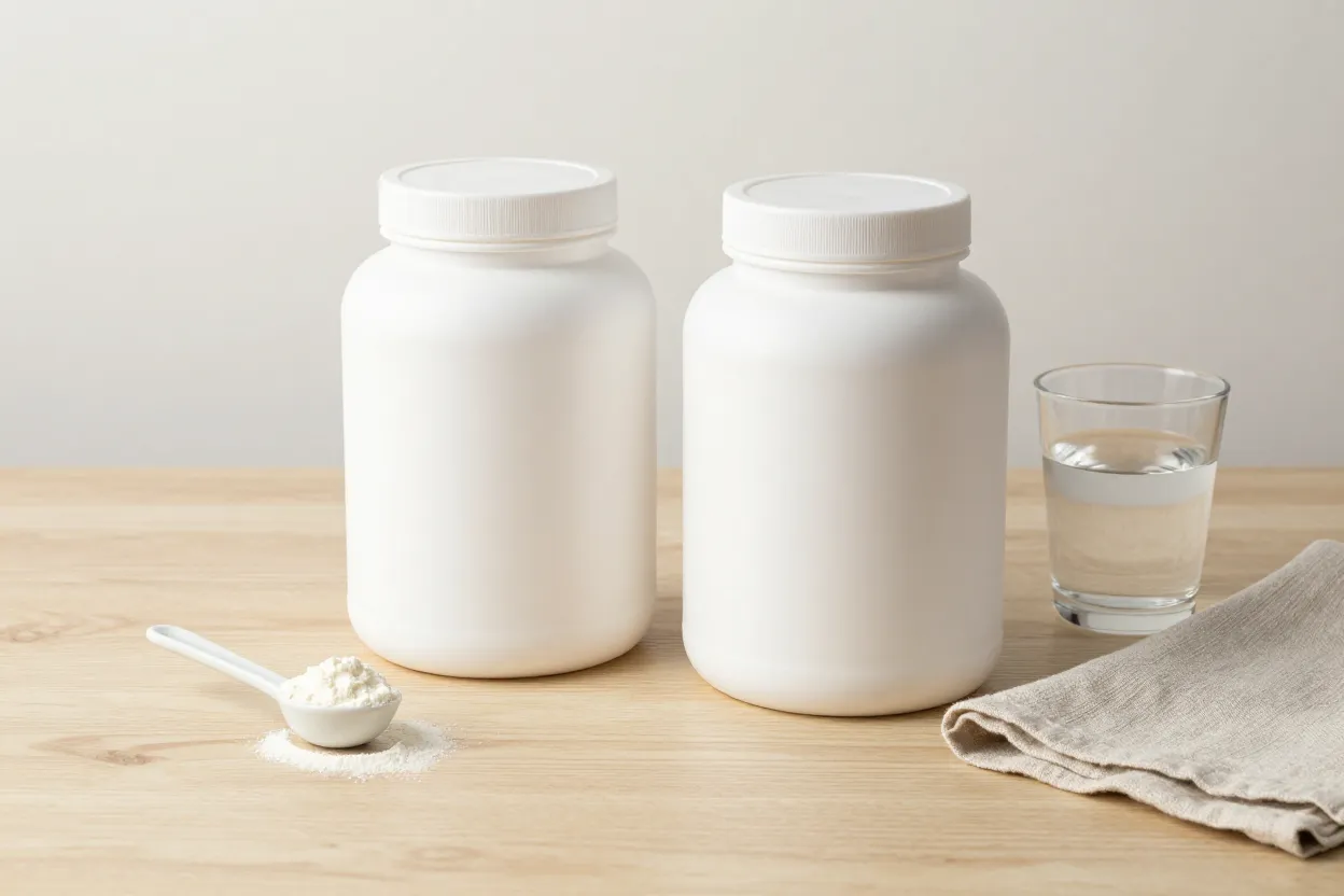 Vital Proteins and Sports Research collagen powder containers side by side with collagen sources