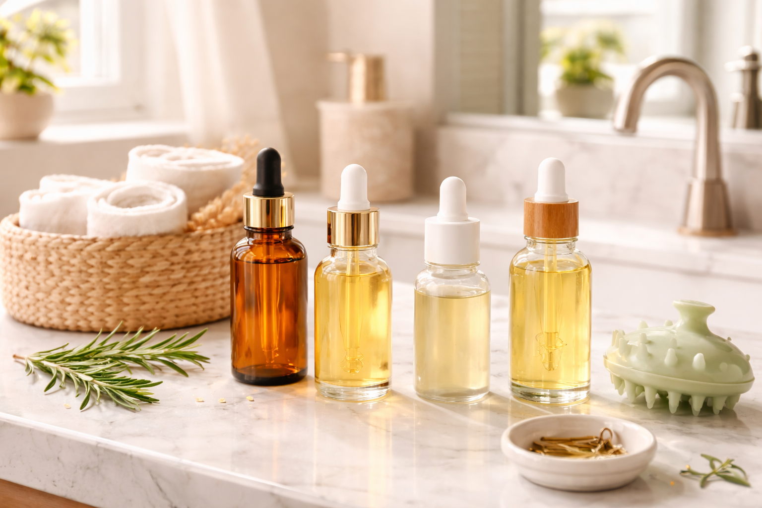 Bask & Lather Cold-Pressed Mint + Rosemary Scalp Oil